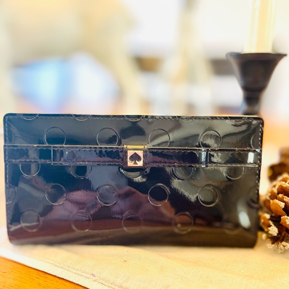 kate spade Handbags - Kate Spade Black And White Patent Leather Bow Wallet
